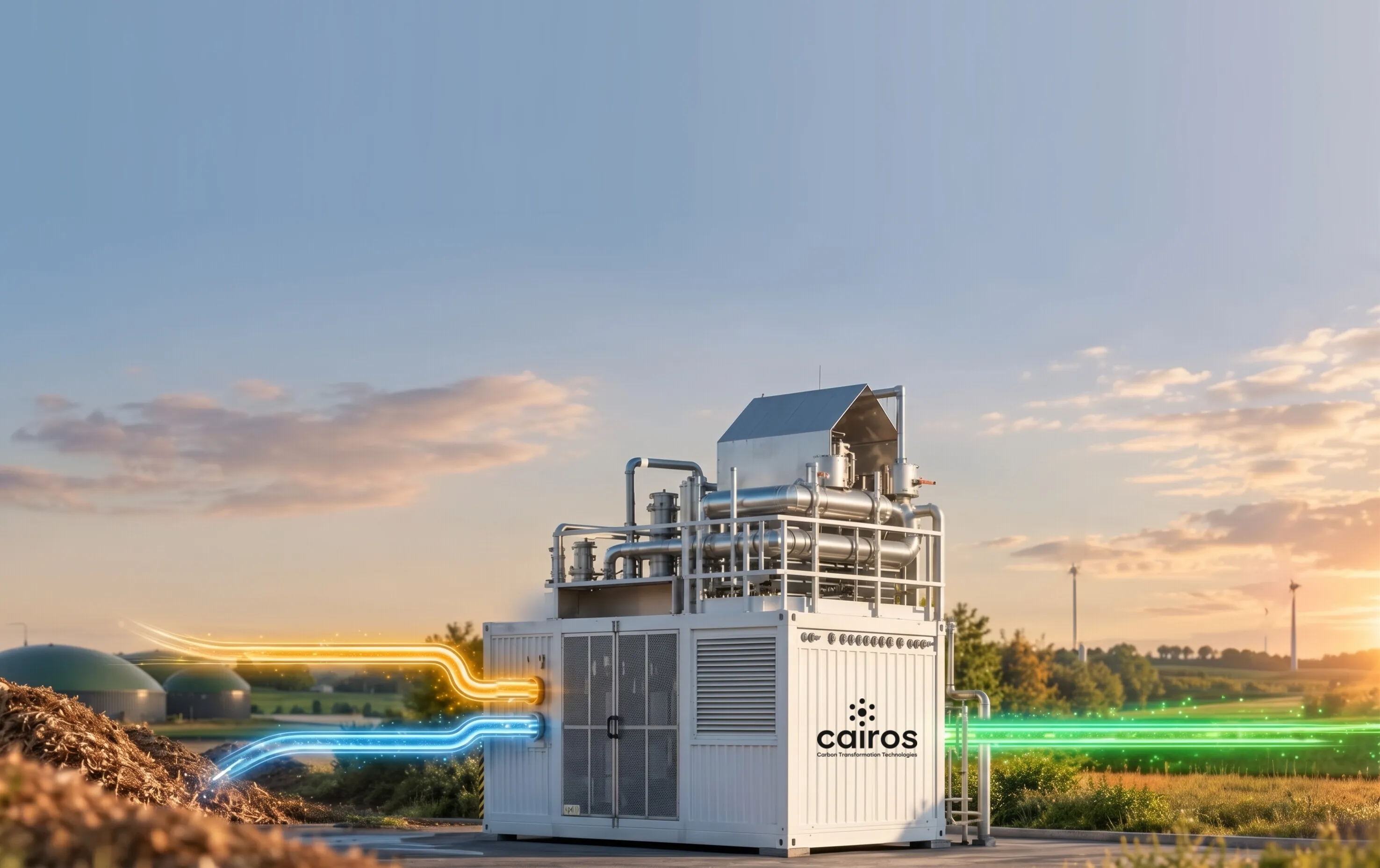 CAIROS-Methanisierungsanlage mit Synthesegas- und Wasserdampfzufuhr sowie erneuerbarem Methan als Produkt