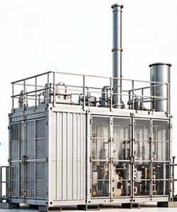Vergasungsanlage im Container mit Kamin