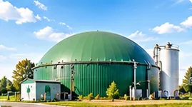 Biogasanlage mit grüner Kuppel
